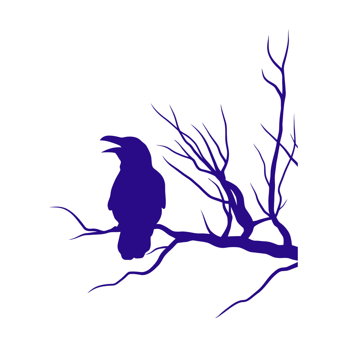 Fine Carving Stickers Crow Silhouette Raven On Tree Branch Multi Color Selection