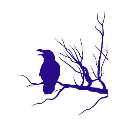 Fine Carving Stickers Crow Silhouette Raven On Tree Branch Multi Color Selection