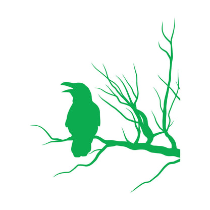 Fine Carving Stickers Crow Silhouette Raven On Tree Branch Multi Color Selection