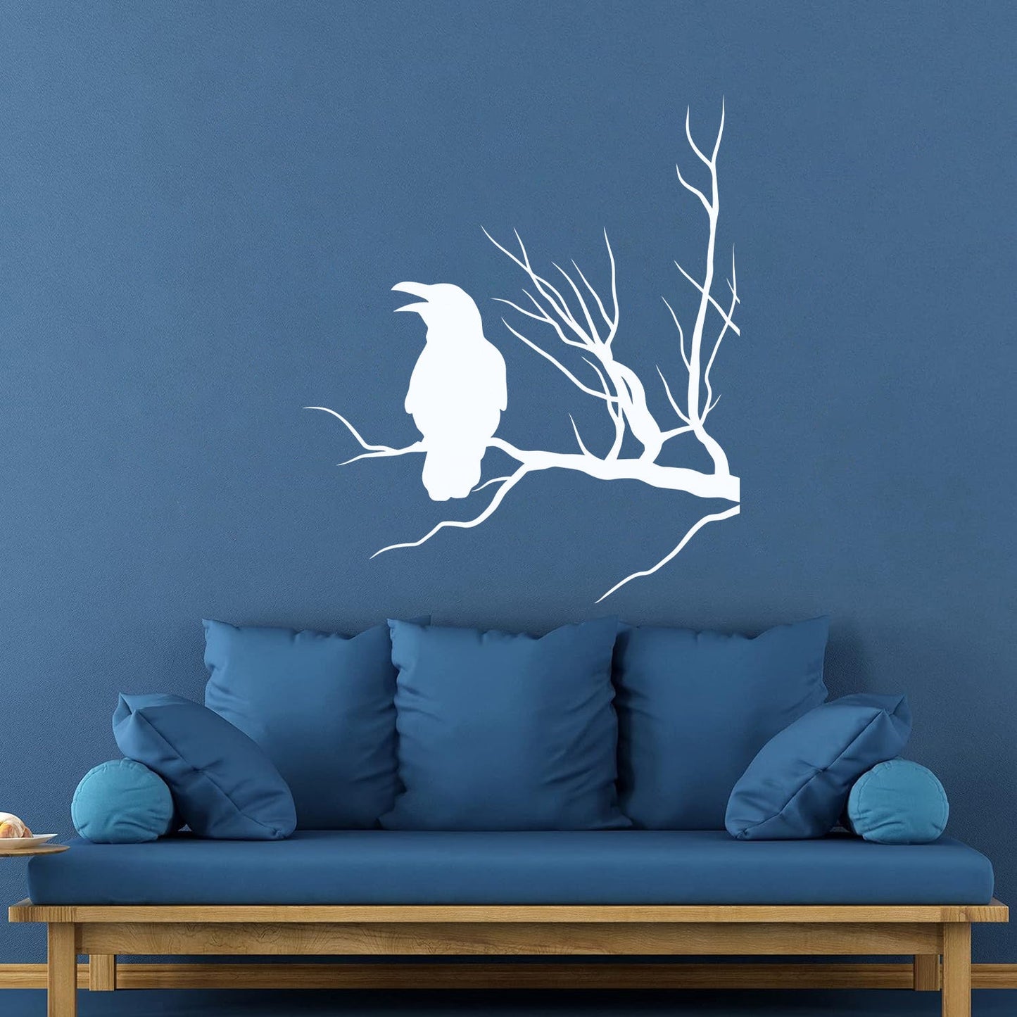 Fine Carving Stickers Crow Silhouette Raven On Tree Branch Multi Color Selection