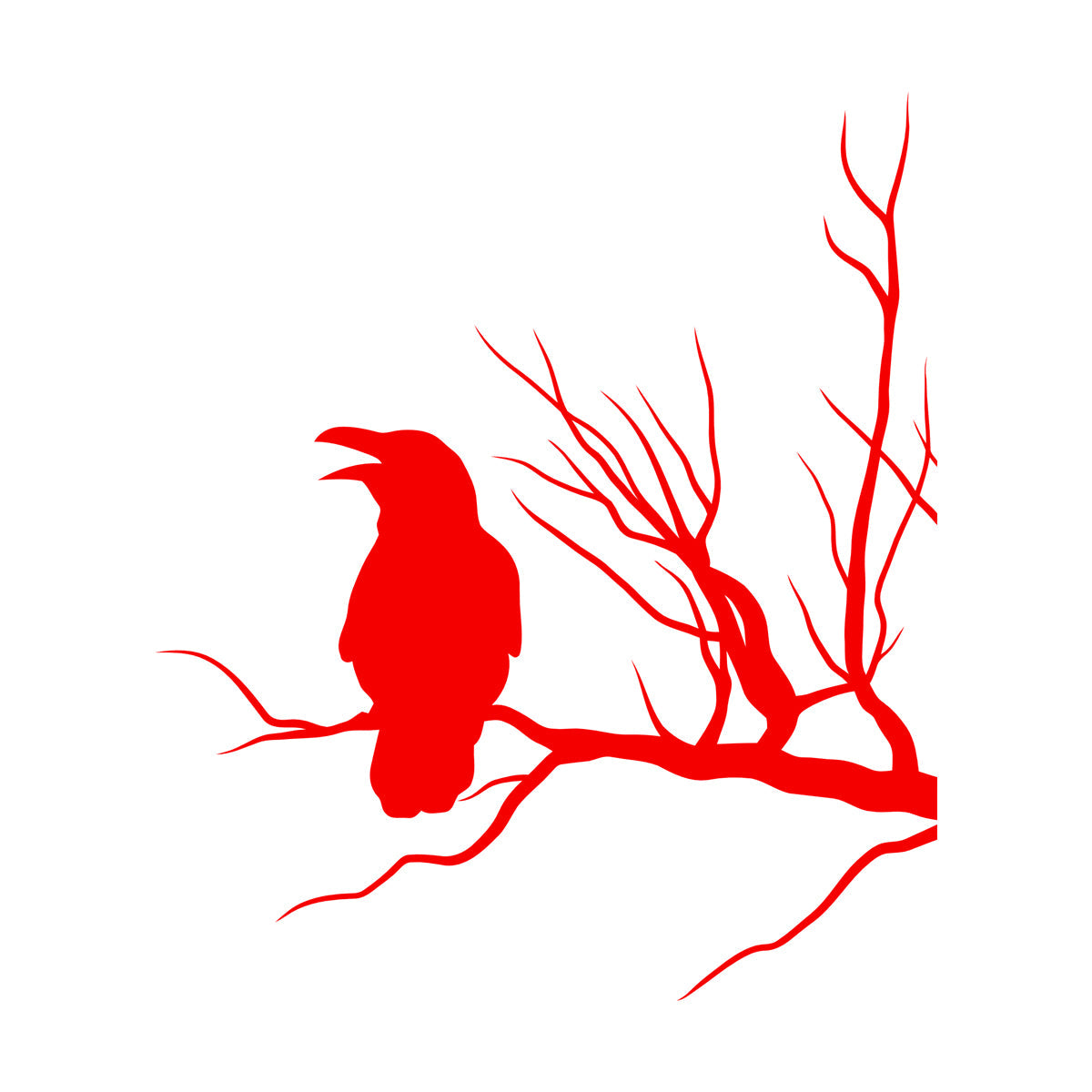 Fine Carving Stickers Crow Silhouette Raven On Tree Branch Multi Color Selection