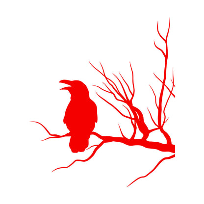 Fine Carving Stickers Crow Silhouette Raven On Tree Branch Multi Color Selection
