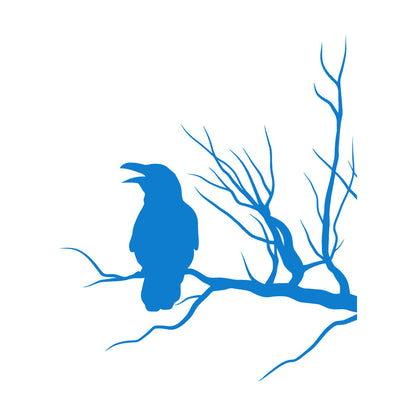 Fine Carving Stickers Crow Silhouette Raven On Tree Branch Multi Color Selection