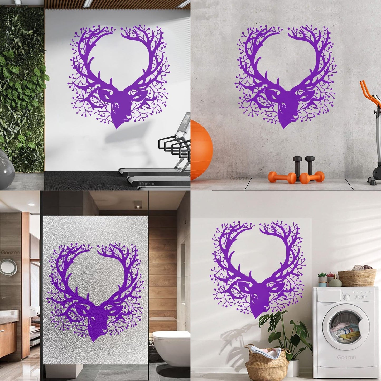 Wall Stickers Deer Head Beautiful Branch Hunting Horn Equipped With Transfer Film Kit