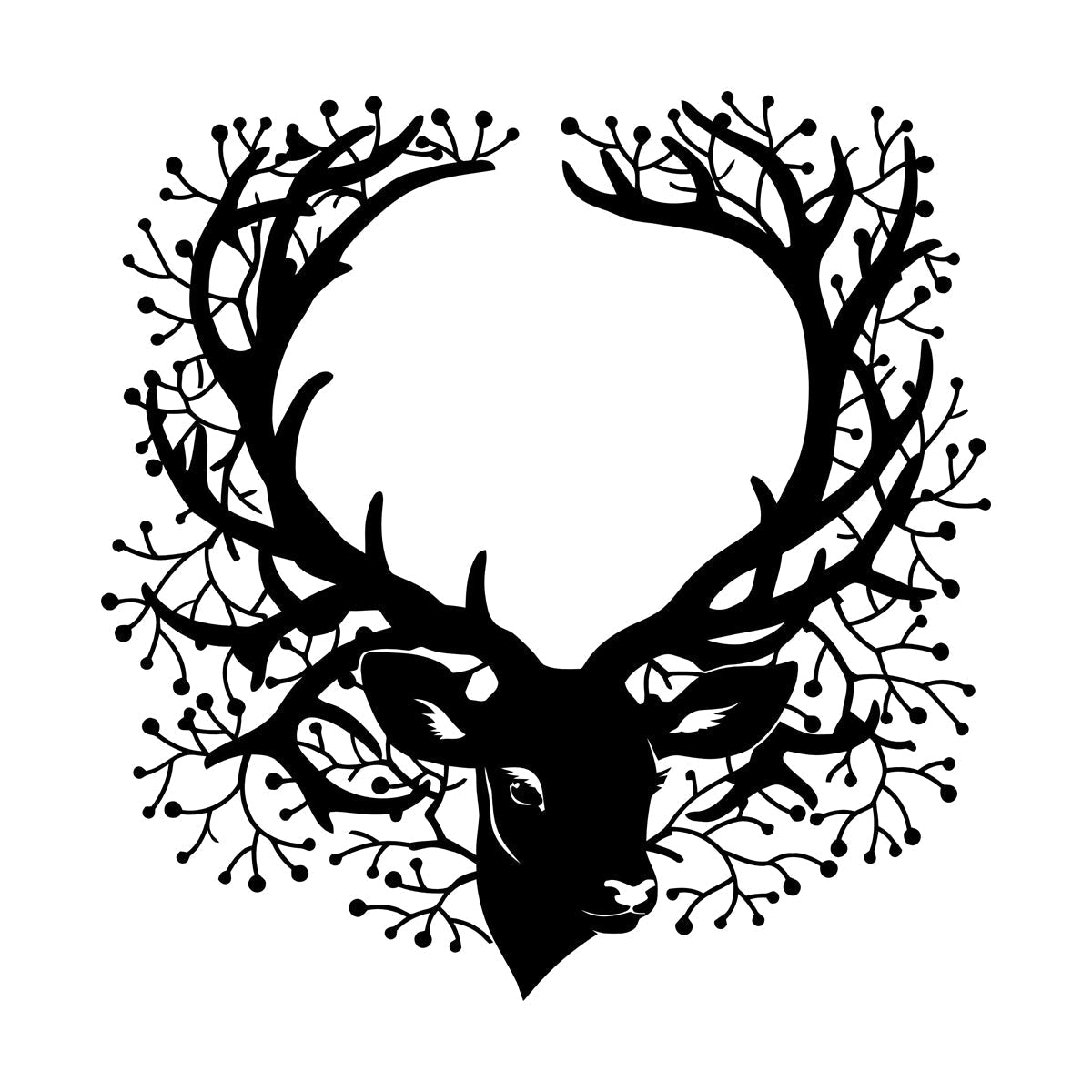 Wall Stickers Deer Head Beautiful Branch Hunting Horn Equipped With Transfer Film Kit