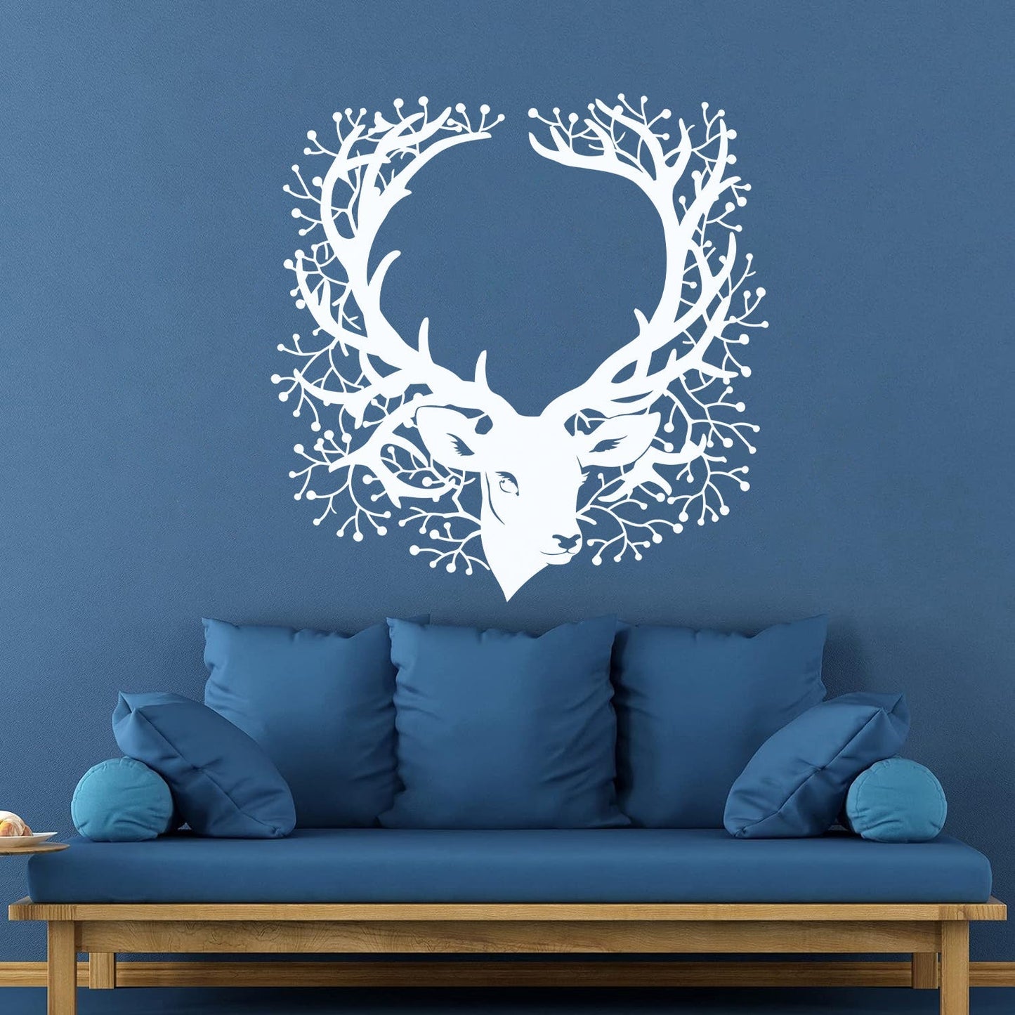 Wall Stickers Deer Head Beautiful Branch Hunting Horn Equipped With Transfer Film Kit
