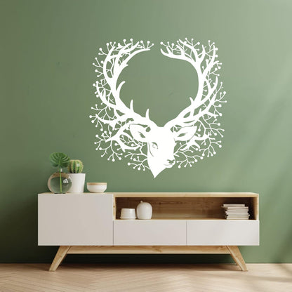 Wall Stickers Deer Head Beautiful Branch Hunting Horn Equipped With Transfer Film Kit