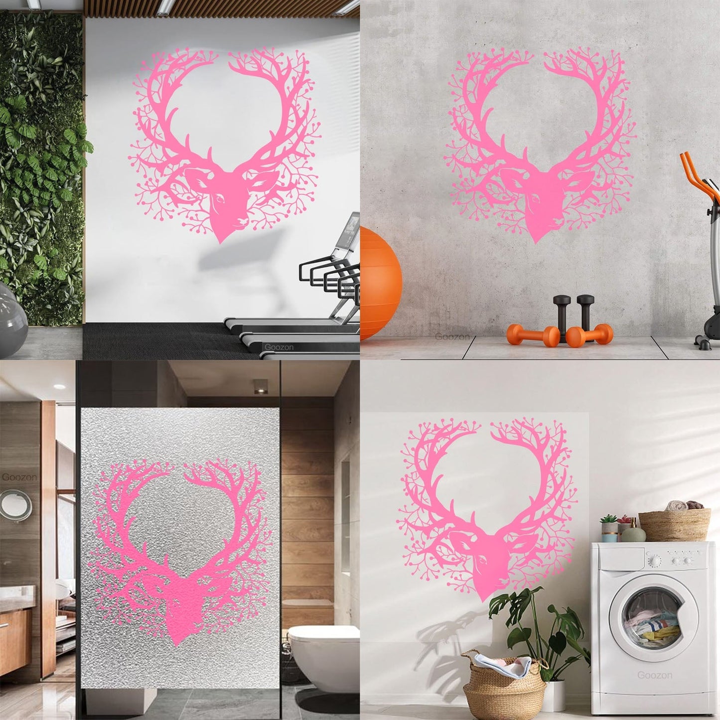 Wall Stickers Deer Head Beautiful Branch Hunting Horn Equipped With Transfer Film Kit