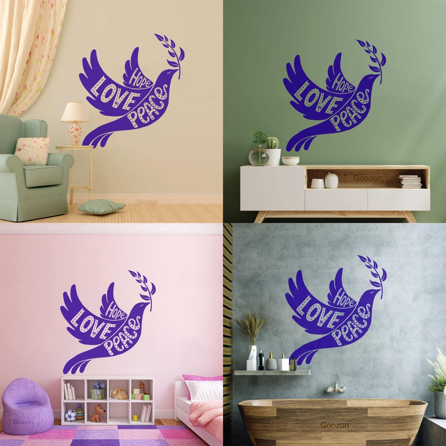 Vinyl Art Sticker Dove With Olive Branch Love Peace Hope Art Mural Painting