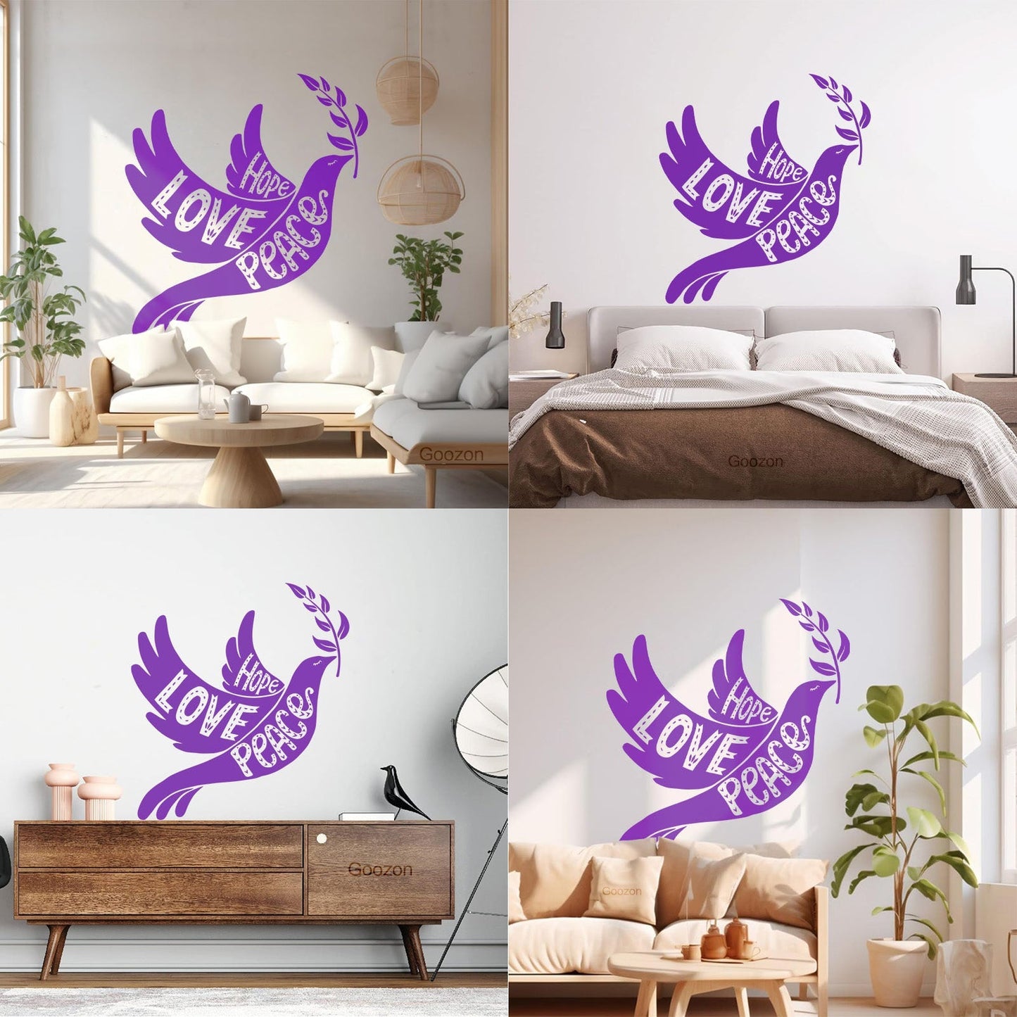 Vinyl Art Sticker Dove With Olive Branch Love Peace Hope Art Mural Painting