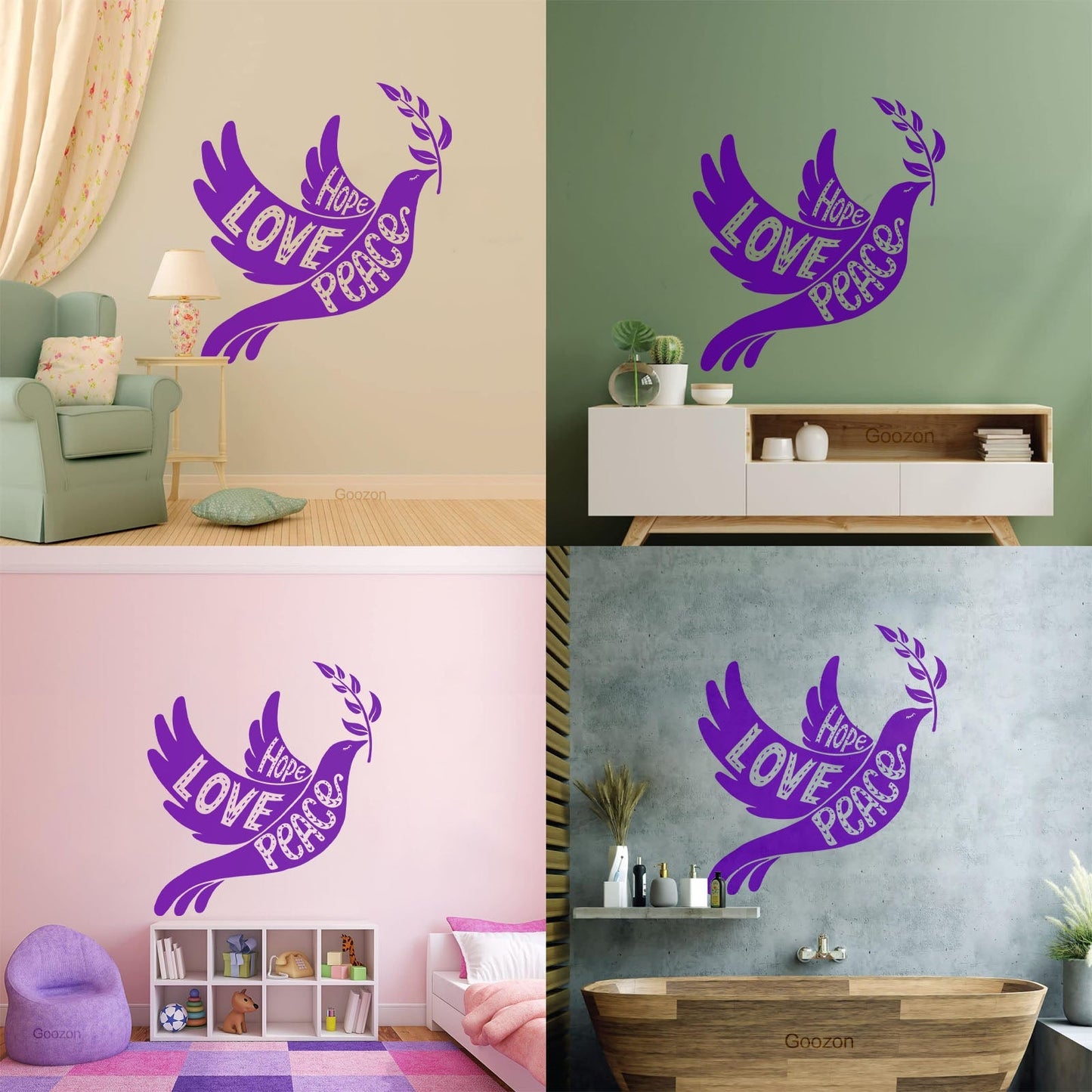 Vinyl Art Sticker Dove With Olive Branch Love Peace Hope Art Mural Painting