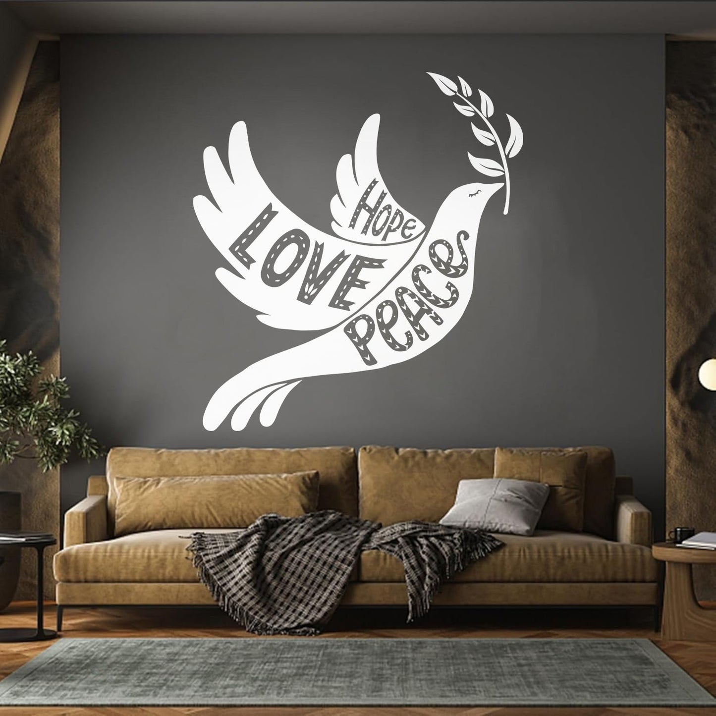 Vinyl Art Sticker Dove With Olive Branch Love Peace Hope Art Mural Painting