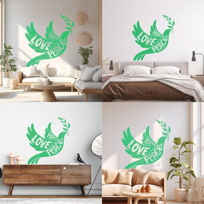 Vinyl Art Sticker Dove With Olive Branch Love Peace Hope Art Mural Painting