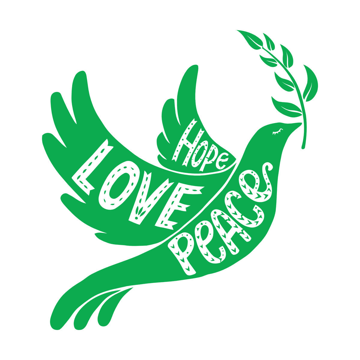 Vinyl Art Sticker Dove With Olive Branch Love Peace Hope Art Mural Painting