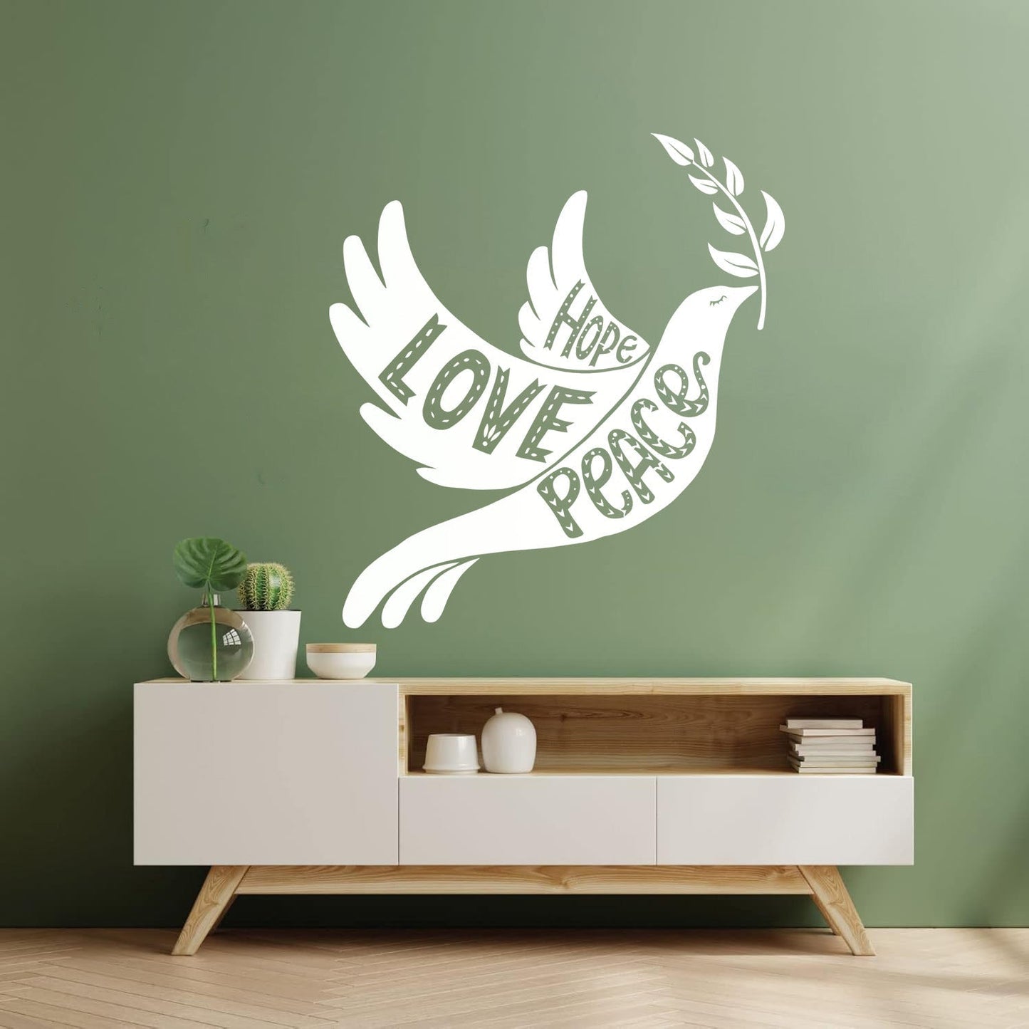 Vinyl Art Sticker Dove With Olive Branch Love Peace Hope Art Mural Painting