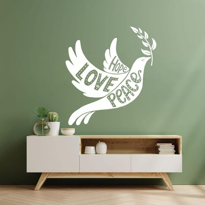 Vinyl Art Sticker Dove With Olive Branch Love Peace Hope Art Mural Painting