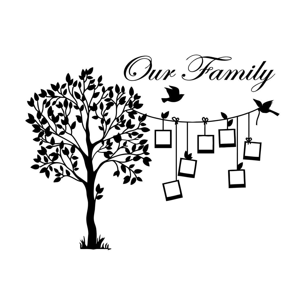Engraving Stickers Family Tree Branch Photos Birds Multiple Size Options