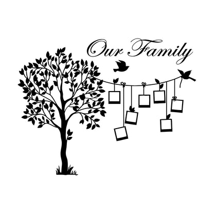 Engraving Stickers Family Tree Branch Photos Birds Multiple Size Options