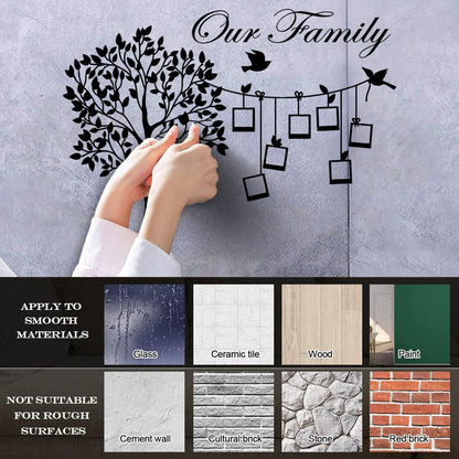 Engraving Stickers Family Tree Branch Photos Birds Multiple Size Options