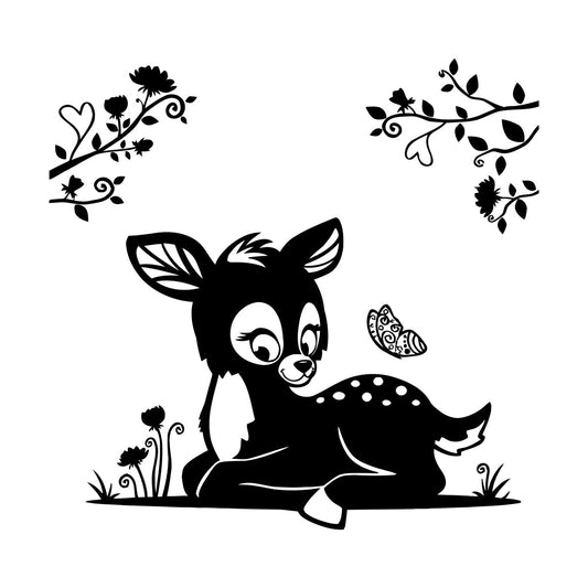 Lettering Decals Fawn Branches Nursery Kids Animal Waterproof