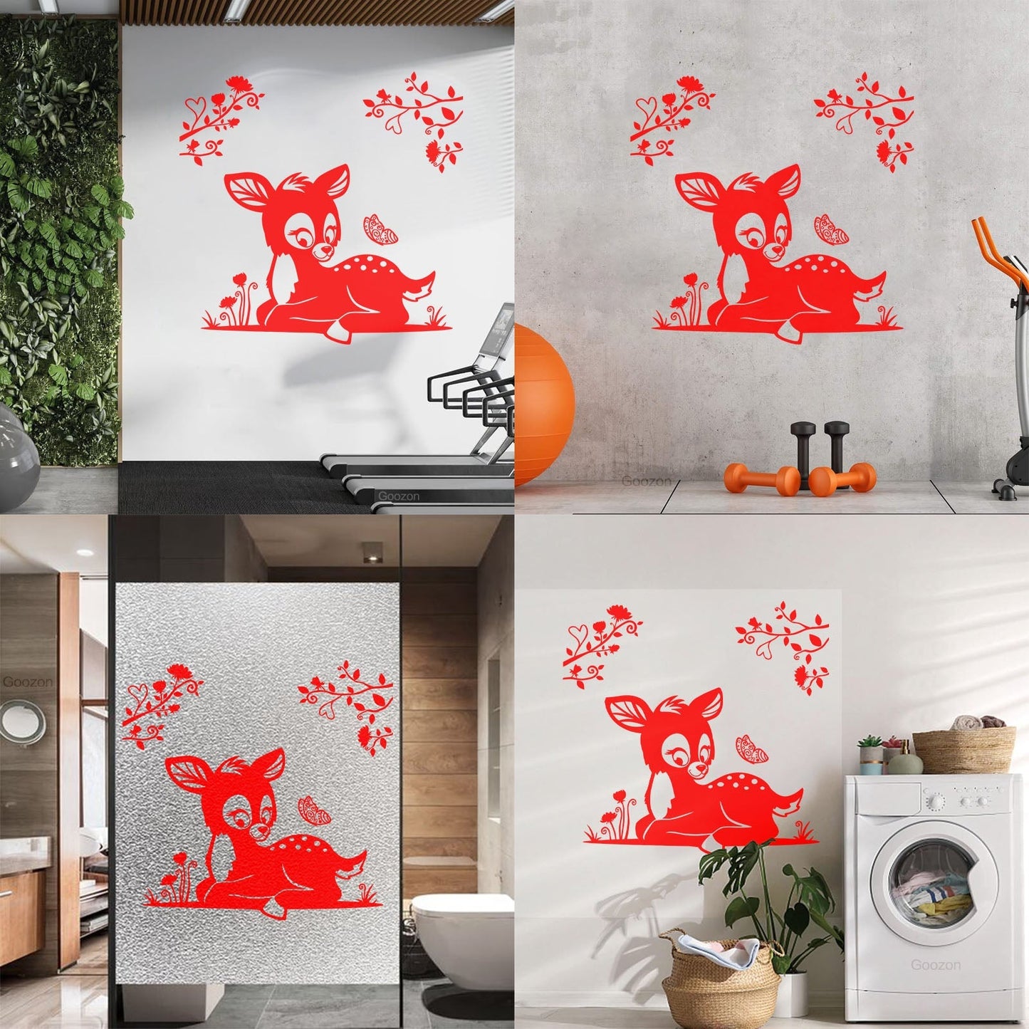 Lettering Decals Fawn Branches Nursery Kids Animal Waterproof