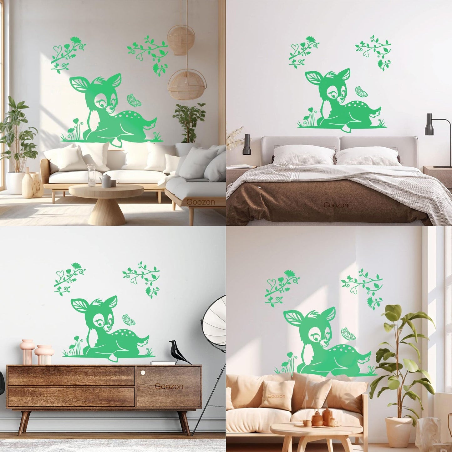 Lettering Decals Fawn Branches Nursery Kids Animal Waterproof