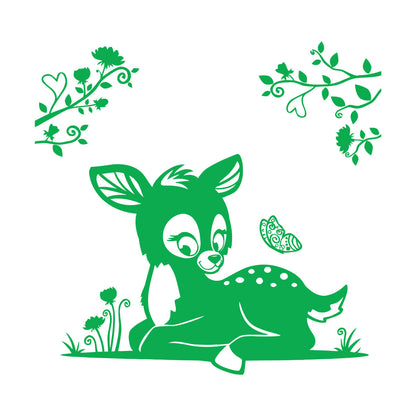 Lettering Decals Fawn Branches Nursery Kids Animal Waterproof