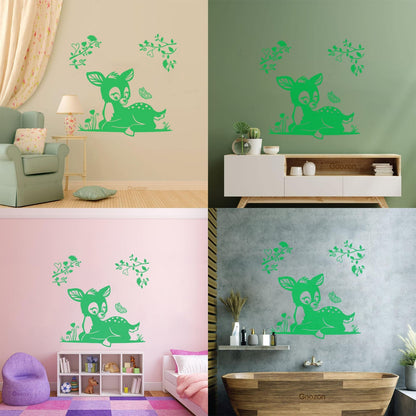 Lettering Decals Fawn Branches Nursery Kids Animal Waterproof