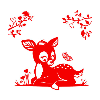 Lettering Decals Fawn Branches Nursery Kids Animal Waterproof