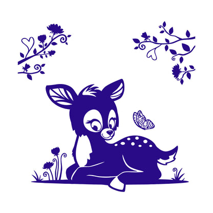Lettering Decals Fawn Branches Nursery Kids Animal Waterproof