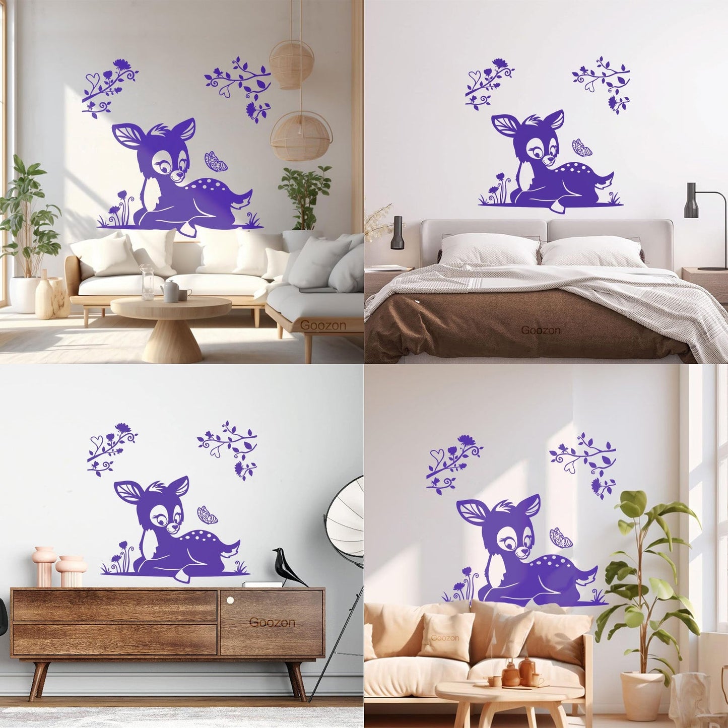 Lettering Decals Fawn Branches Nursery Kids Animal Waterproof