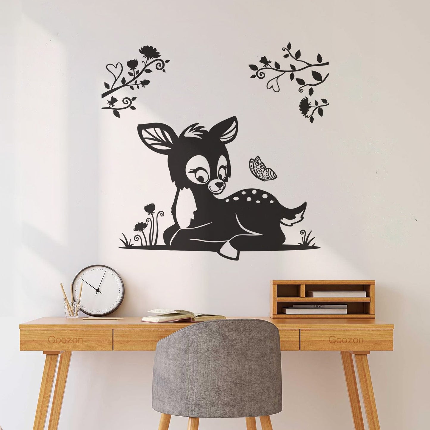 Lettering Decals Fawn Branches Nursery Kids Animal Waterproof