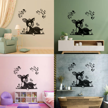 Lettering Decals Fawn Branches Nursery Kids Animal Waterproof