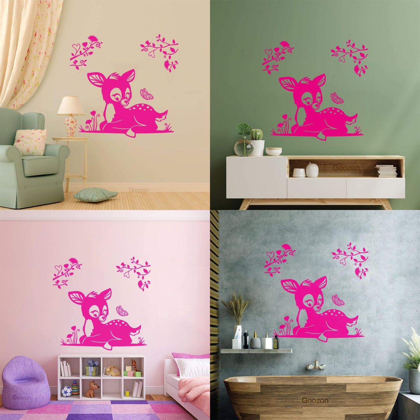 Lettering Decals Fawn Branches Nursery Kids Animal Waterproof