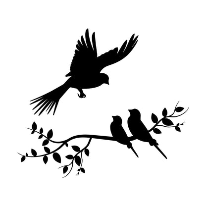 Wall Decals Pvc Flying Birds On Branches Silhouette Natural It Won'T Fall Off