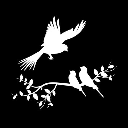 Wall Decals Pvc Flying Birds On Branches Silhouette Natural It Won'T Fall Off