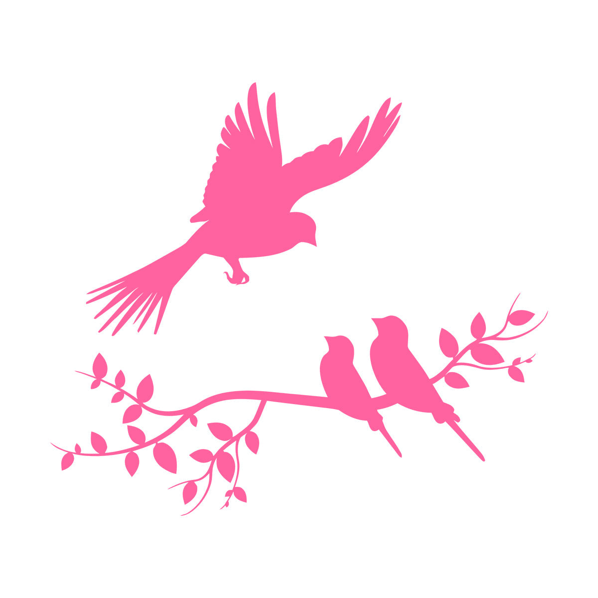 Wall Decals Pvc Flying Birds On Branches Silhouette Natural It Won'T Fall Off