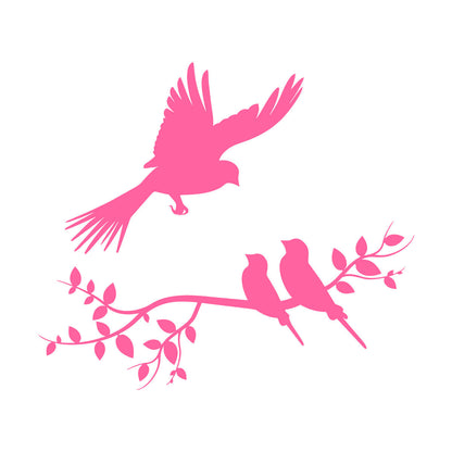 Wall Decals Pvc Flying Birds On Branches Silhouette Natural It Won'T Fall Off