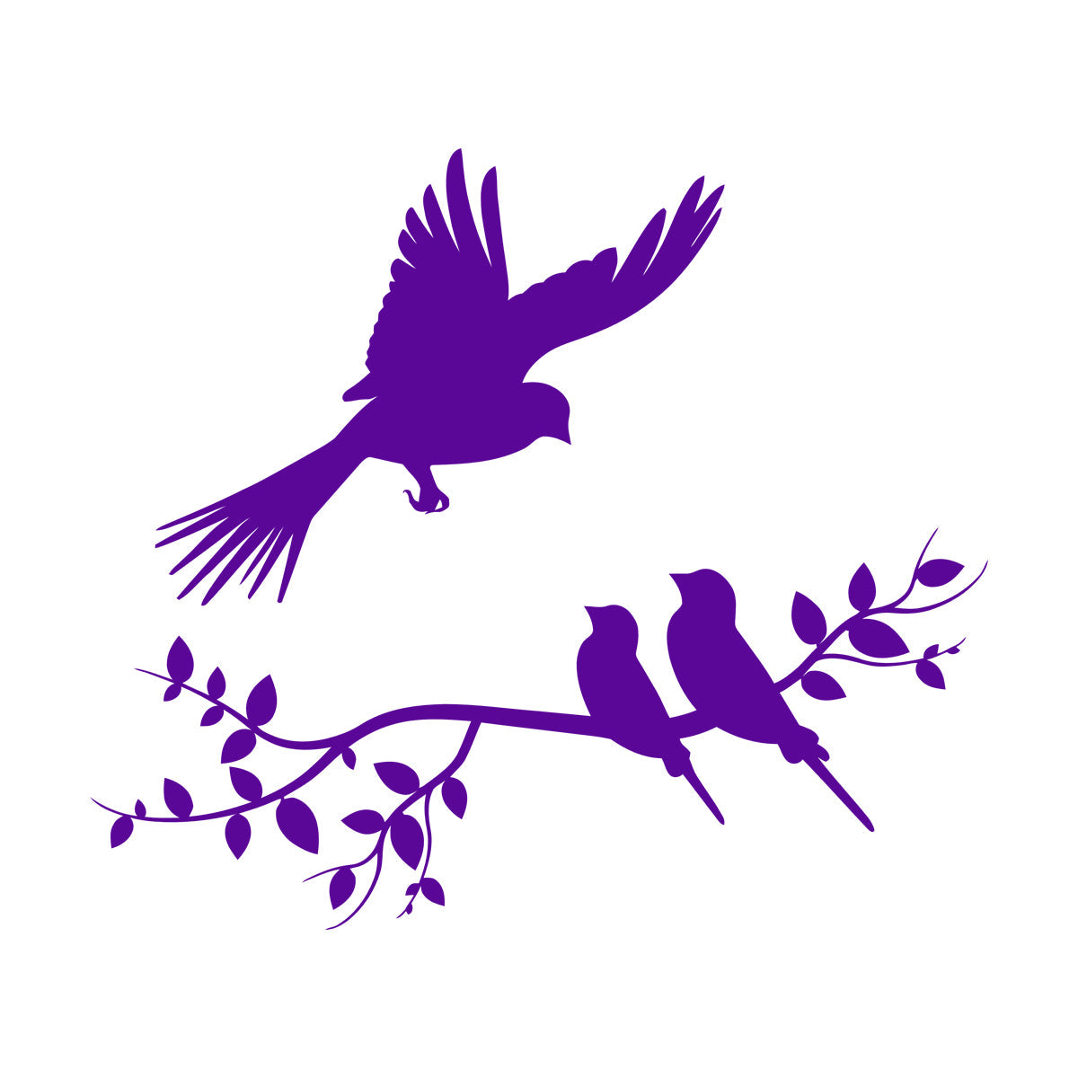 Wall Decals Pvc Flying Birds On Branches Silhouette Natural It Won'T Fall Off