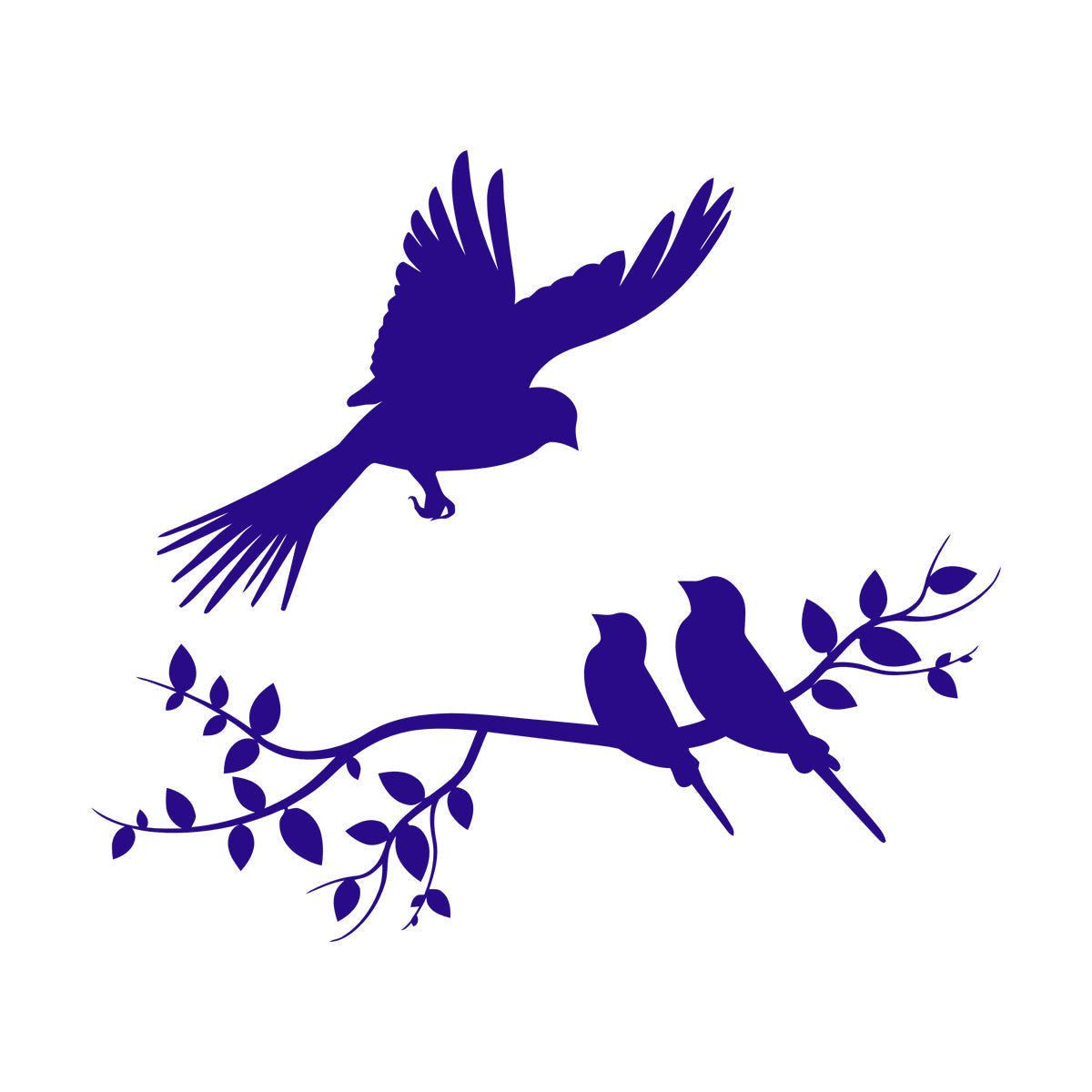 Wall Decals Pvc Flying Birds On Branches Silhouette Natural It Won'T Fall Off
