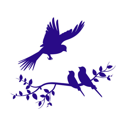 Wall Decals Pvc Flying Birds On Branches Silhouette Natural It Won'T Fall Off