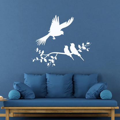 Wall Decals Pvc Flying Birds On Branches Silhouette Natural It Won'T Fall Off
