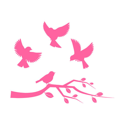 Lettering Stickers Flying Birds On Tree Branches Personalized Customization