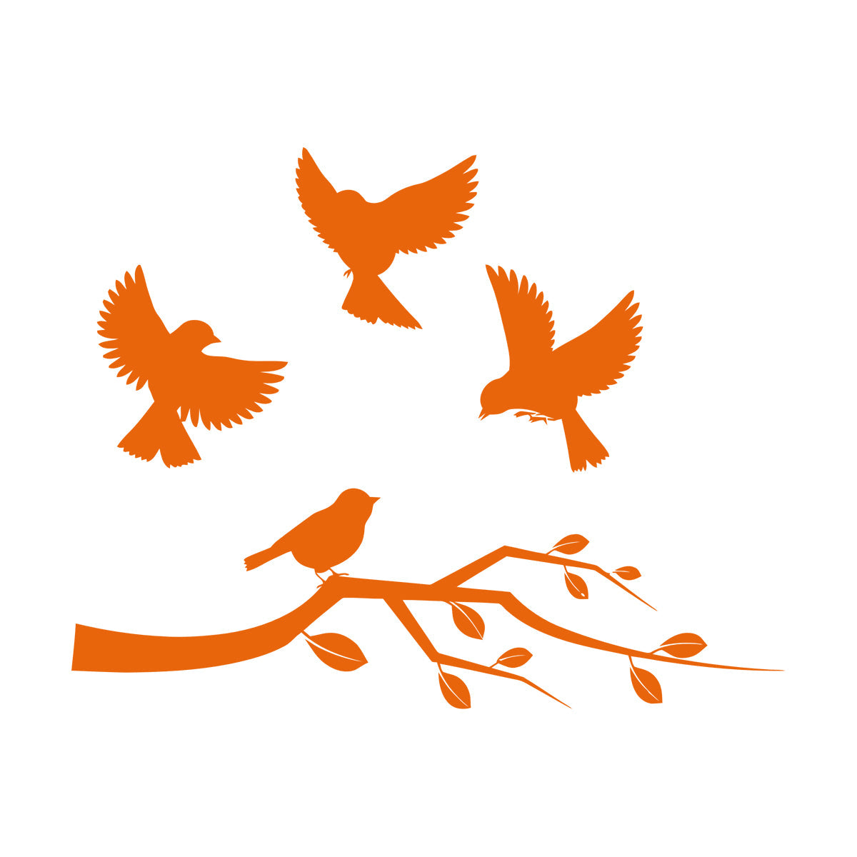 Lettering Stickers Flying Birds On Tree Branches Personalized Customization