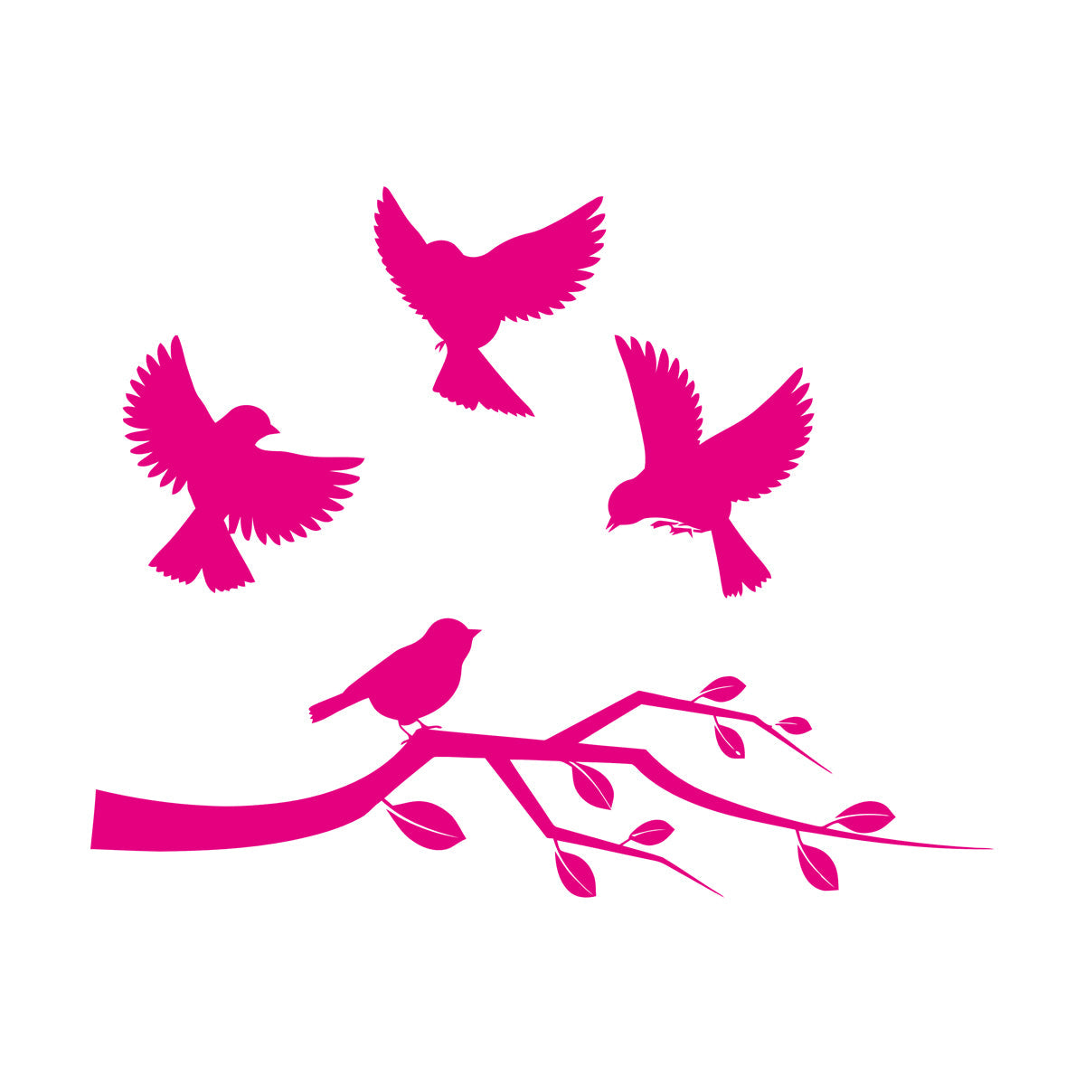 Lettering Stickers Flying Birds On Tree Branches Personalized Customization