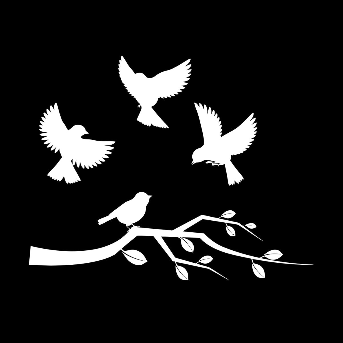 Lettering Stickers Flying Birds On Tree Branches Personalized Customization