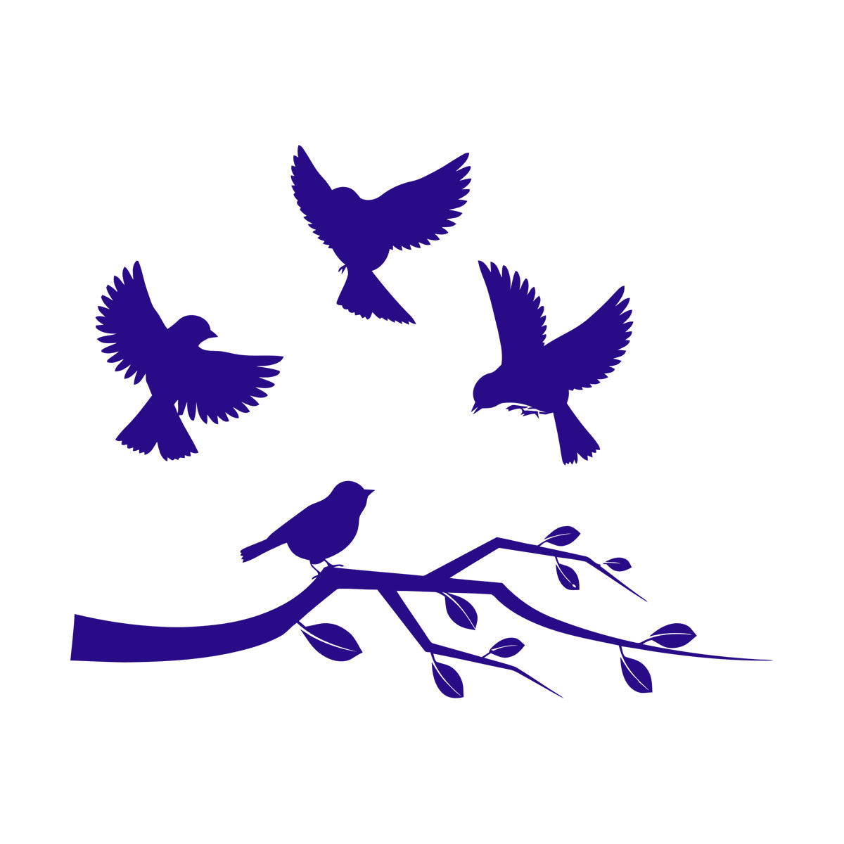 Lettering Stickers Flying Birds On Tree Branches Personalized Customization