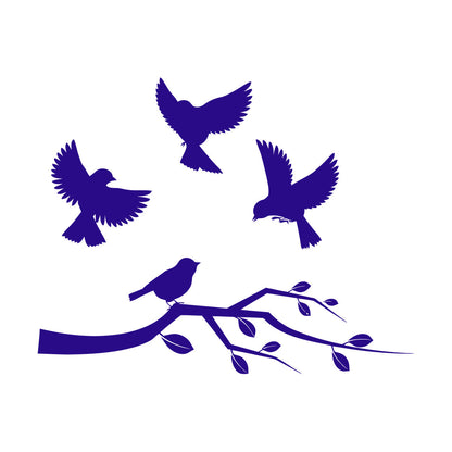 Lettering Stickers Flying Birds On Tree Branches Personalized Customization