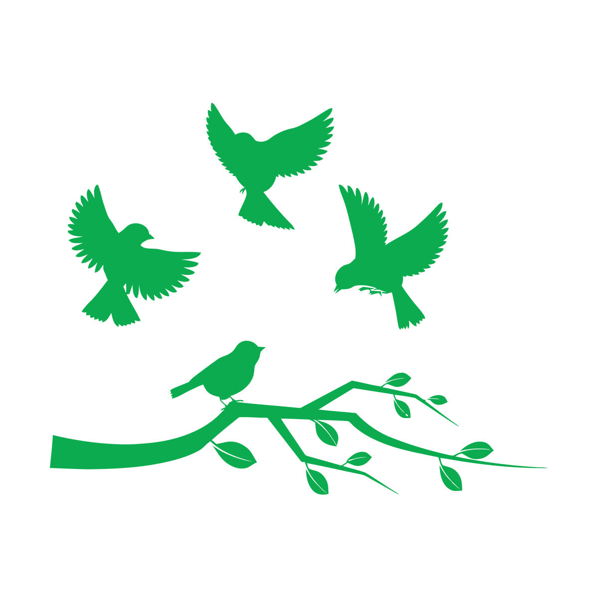 Lettering Stickers Flying Birds On Tree Branches Personalized Customization