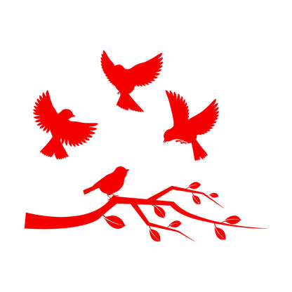 Lettering Stickers Flying Birds On Tree Branches Personalized Customization
